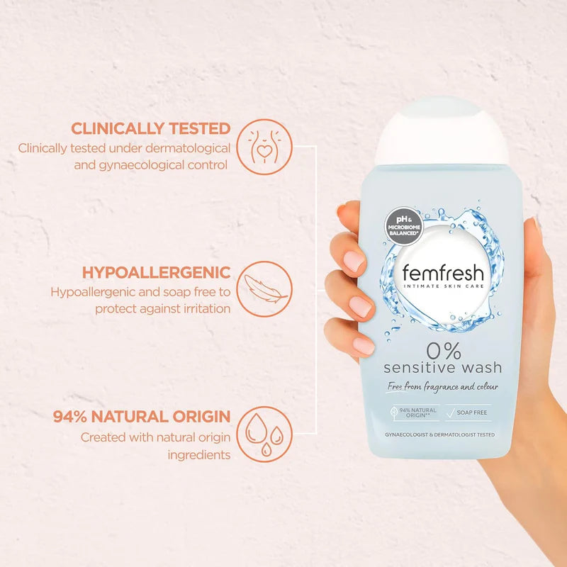 Femfresh 0% Sensitive Intimate Wash – Fragrance & Colour Free
