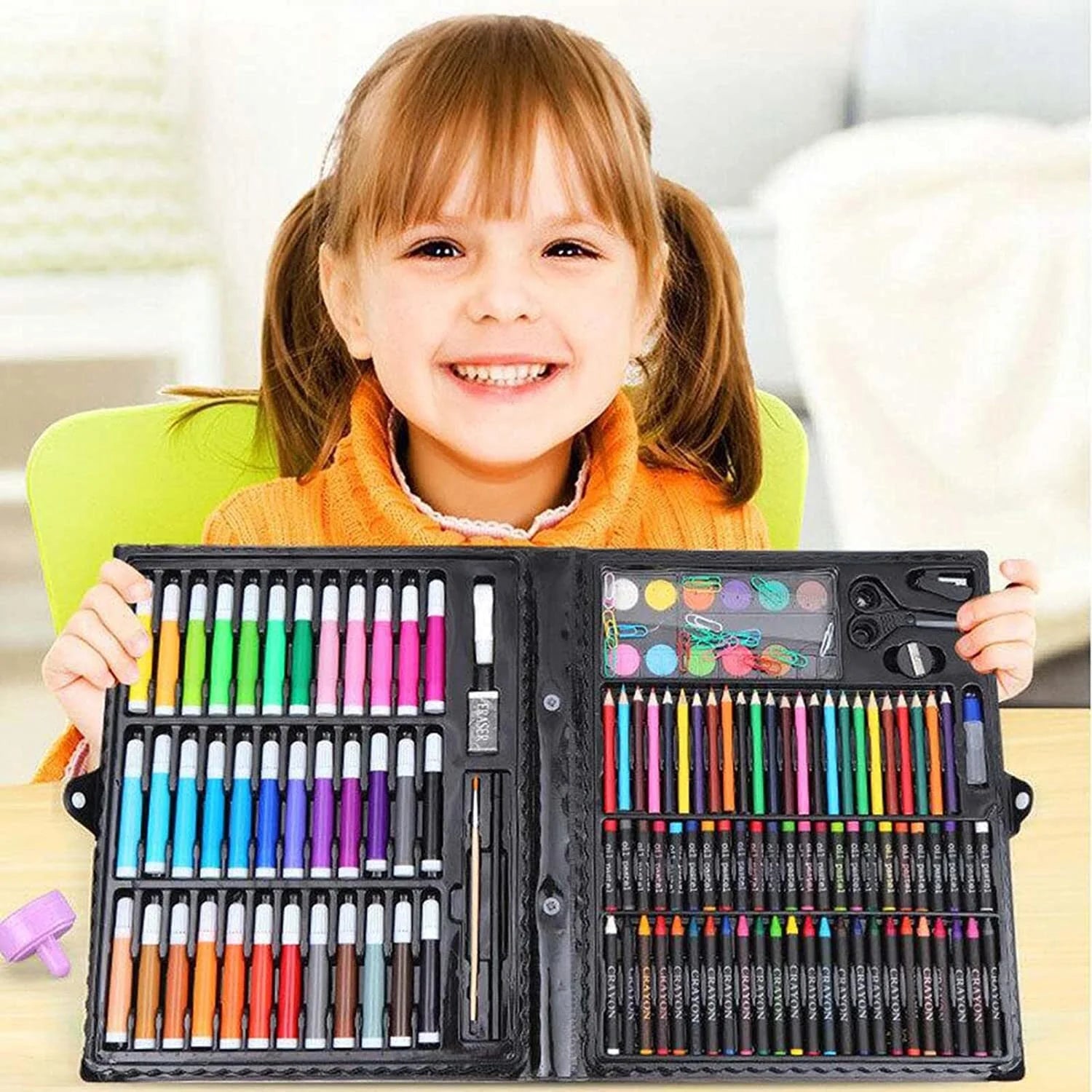 🎨 150-Piece Complete Art Set by Kubeixiong Corner – Perfect for kids, students, and beginners to explore their creativity with drawing, painting, and coloring tools.