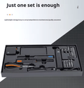professional multi-tool set in a sleek black case. Designed for essential household and workshop tasks, it includes a versatile range of tools like pliers, screwdrivers, and multiple bits and sockets for all-around utility.
